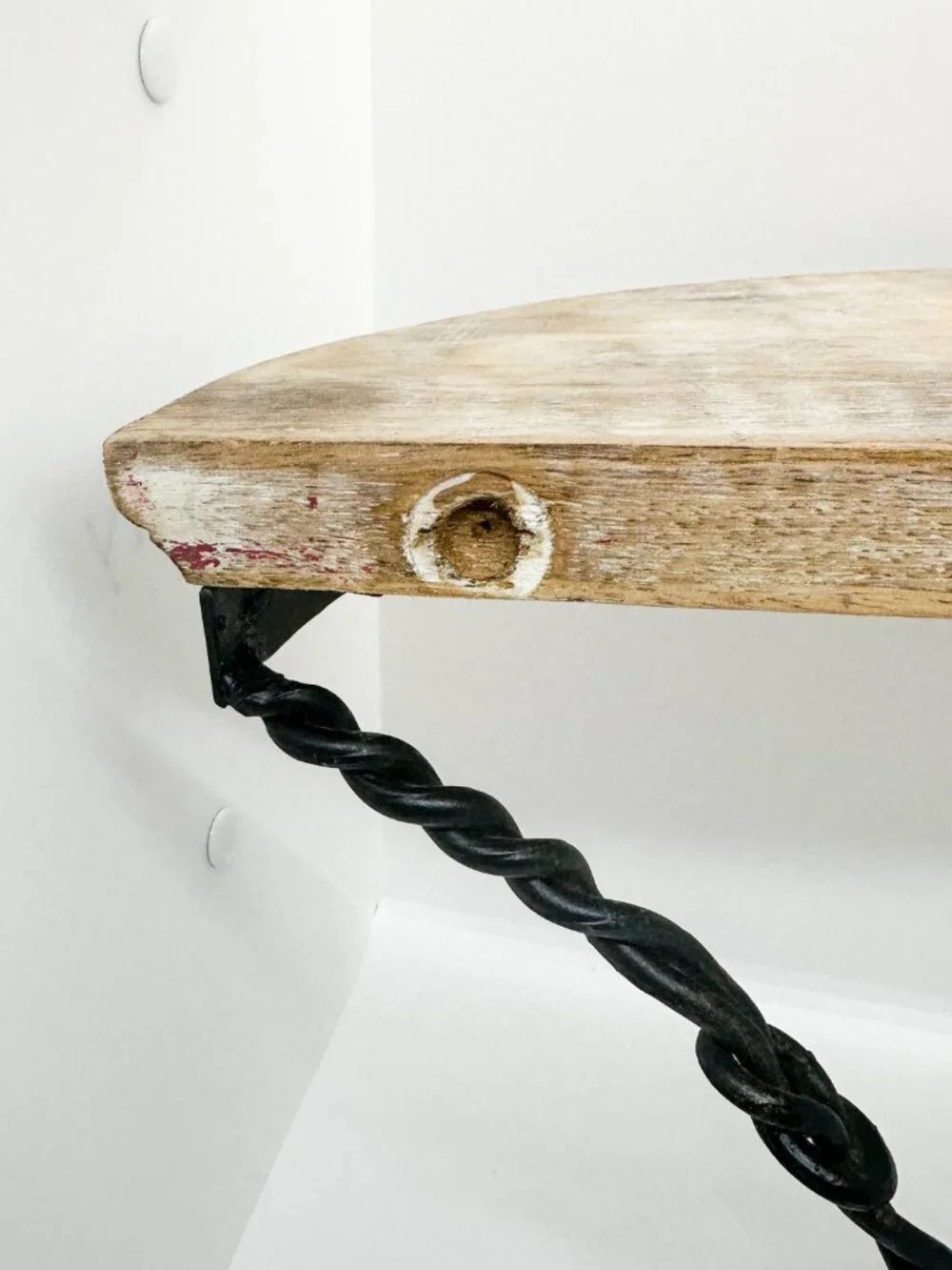 Wood Metal Wall Shelf Gothic Witchy Whimsigoth Medieval Twisted Rope Half Moon